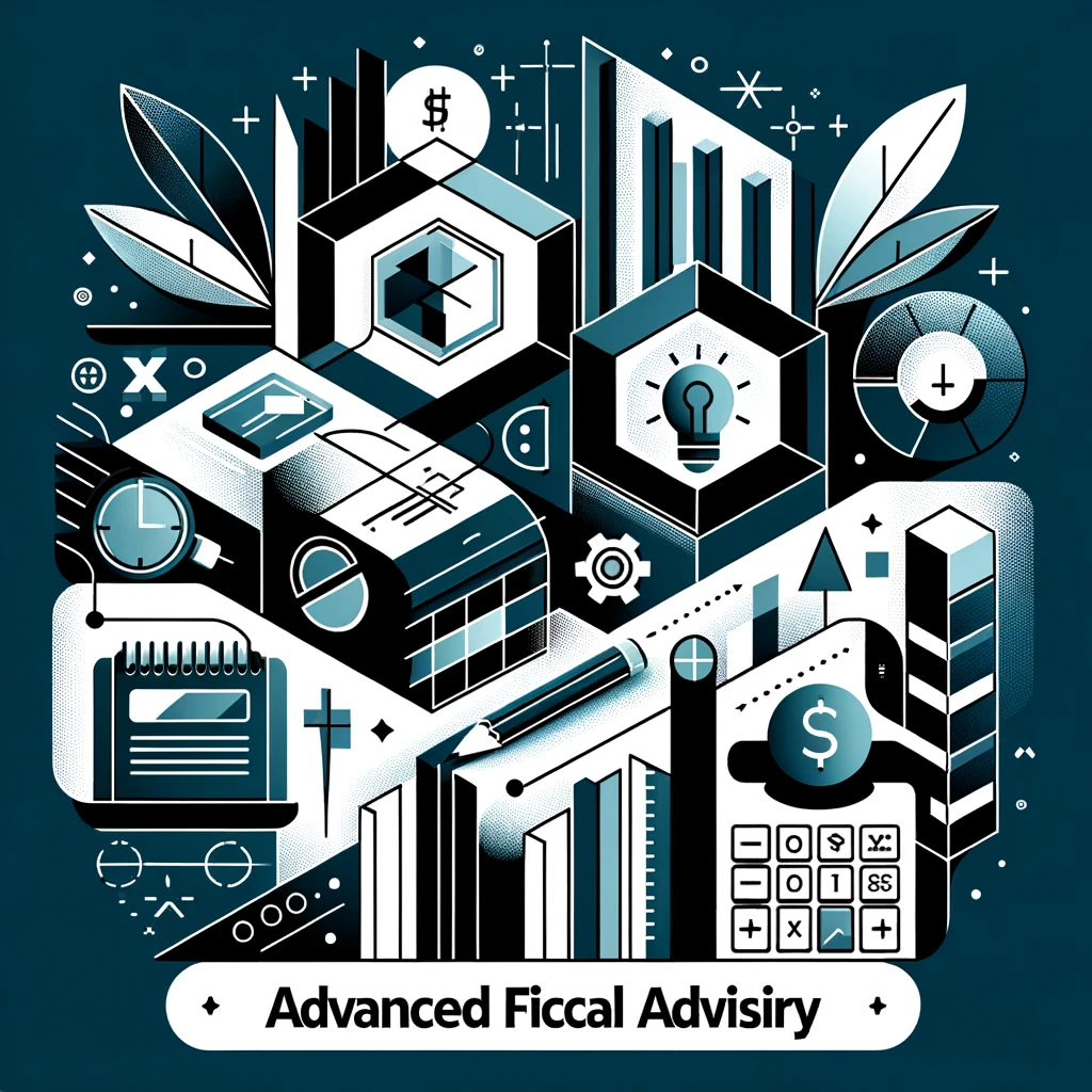 DALL·E 2024 02 05 09.25.42 Design an image for Advanced Fiscal Advisory service specifically tailored for digital professions using Material Design principles. The image sho